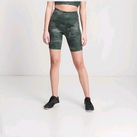 GAP Women's GapFit Bike Short Workout Training S Spandex Camo Gym Walking - Picture 1 of 7